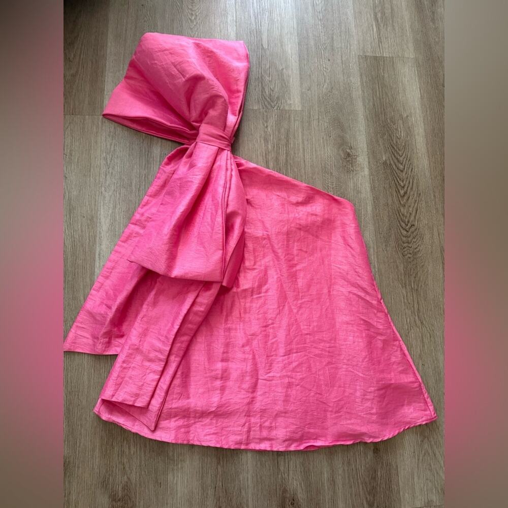 Helen O' Connor Pink Celestial oversized bow one shoulder mini dress size small
